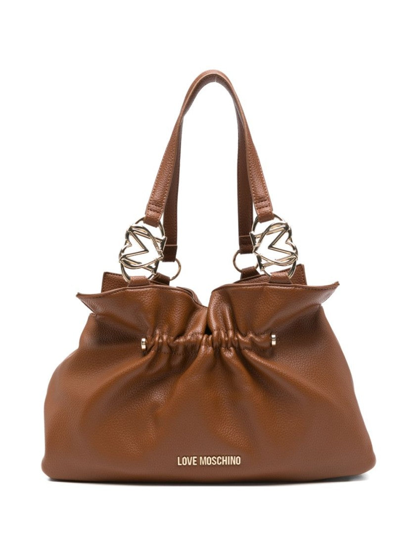 Love Moschino Textured Polyurethane Shoulder Bag With Gathered Design