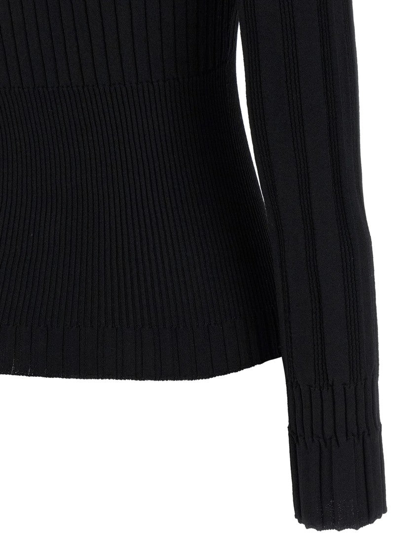 Balmain Fitted Ribbed Knit Gold Button Cardigan
