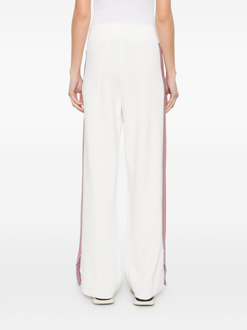 Autry White Stripe Logo Wide-Leg Pants