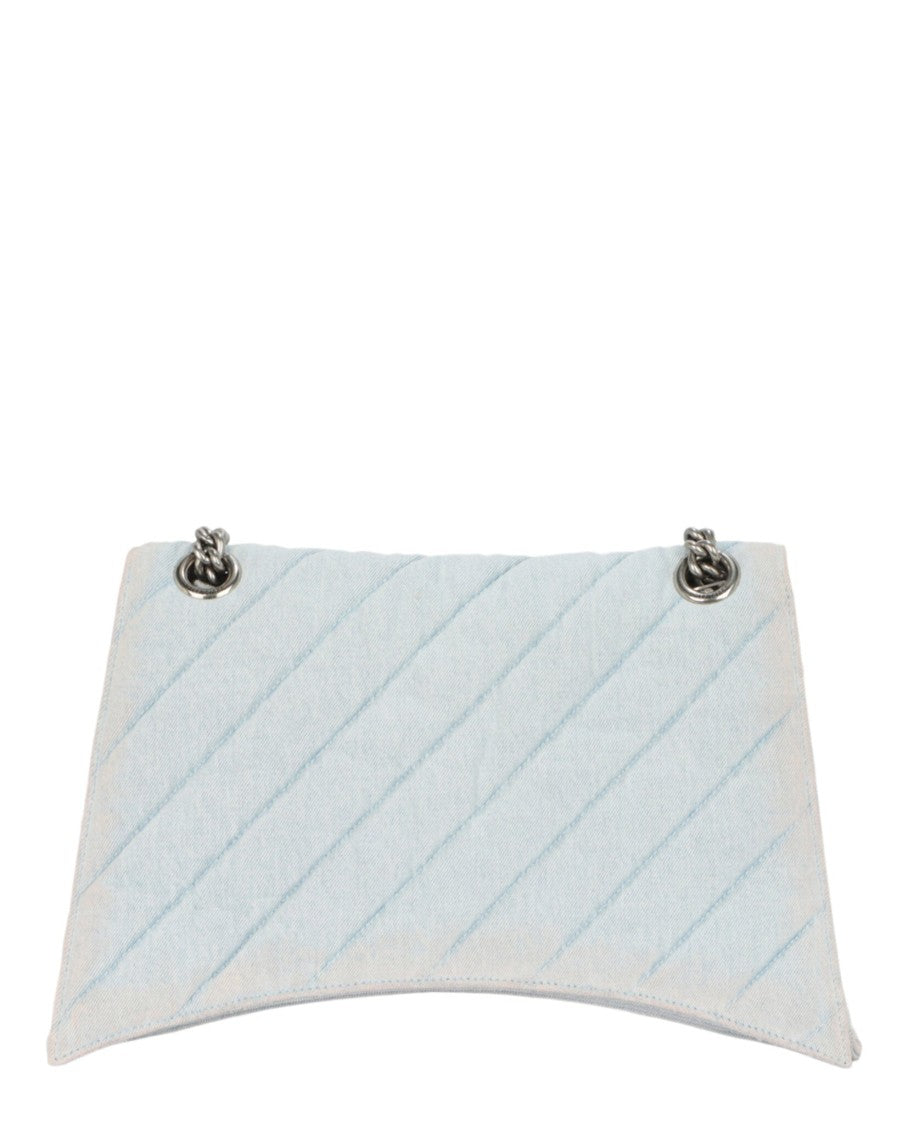 Balenciaga Crush Medium Quilted Denim Chain Shoulder Bag
