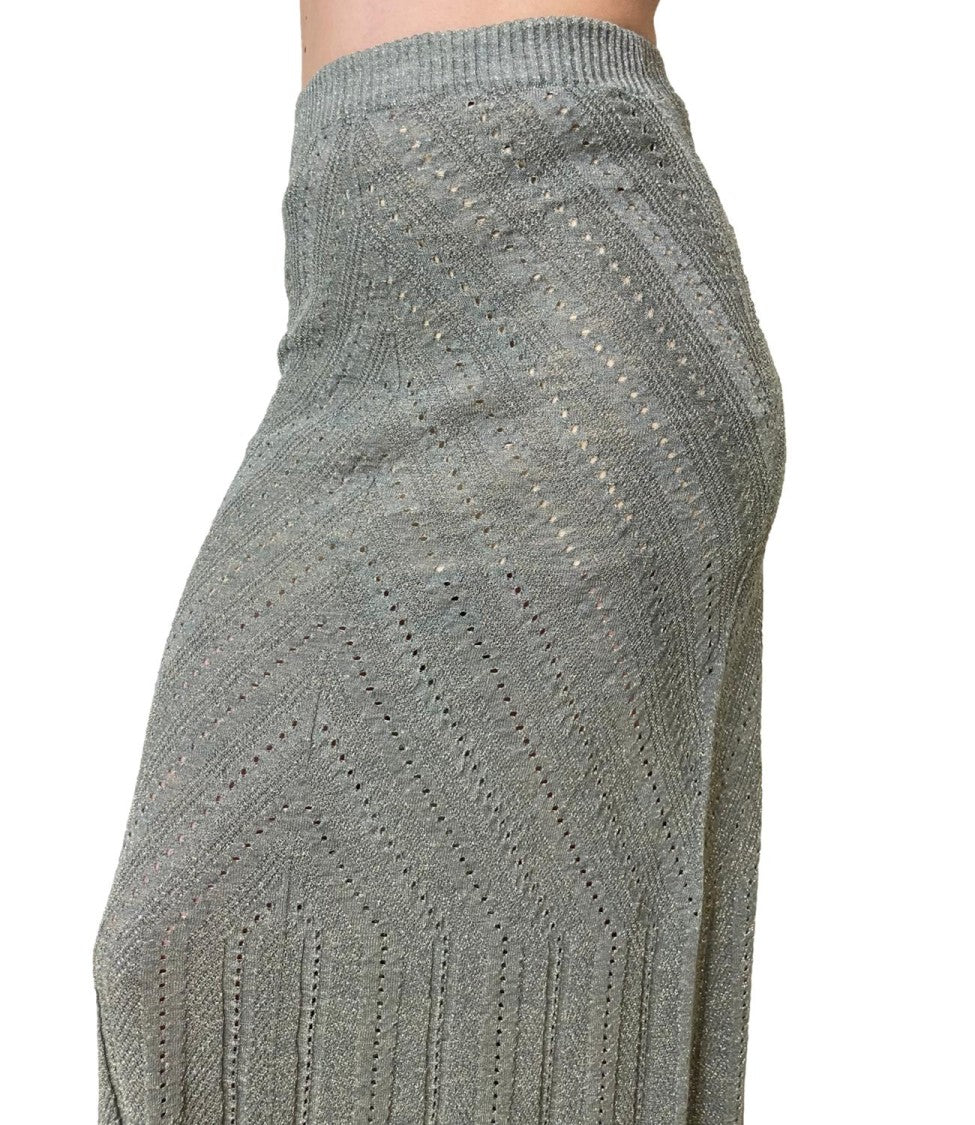 Twin-Set Chevron Knit Maxi Skirt With Fitted Waist