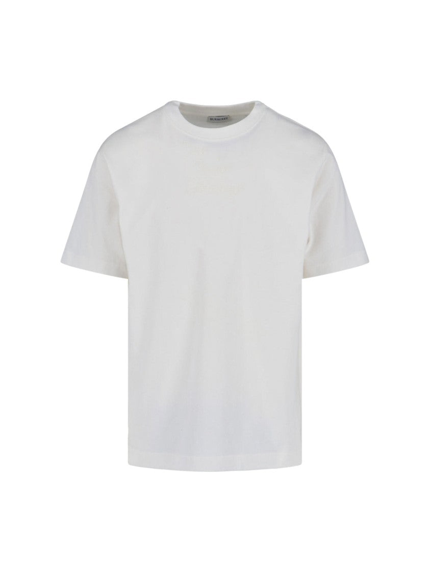 Burberry "Check" Logo T-Shirt, In White Cotton