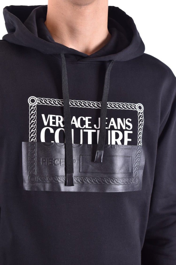Versace Jeans Couture Hooded Black Cotton Sweatshirt