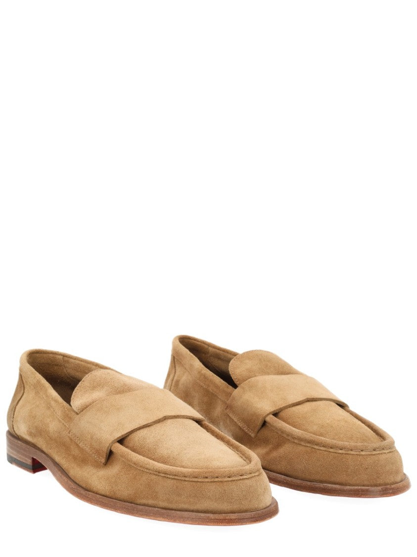 Corvari Brown Suede Loafers With Red Soles