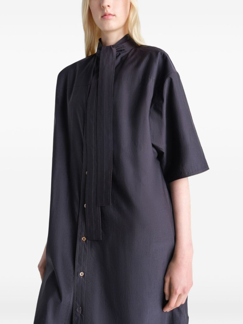 Lemaire Black Midi Oversized Tie Detail Dress