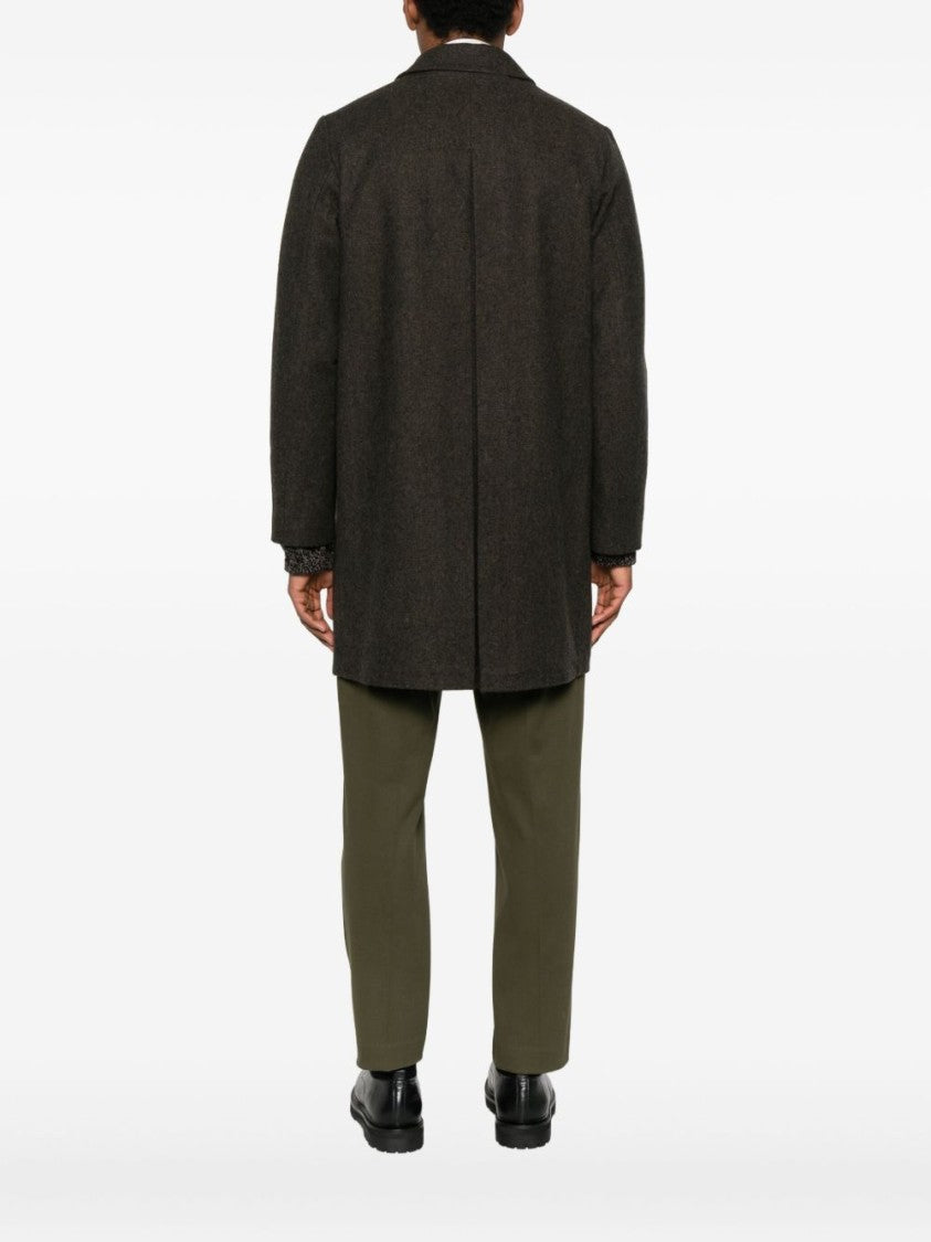 L'impermeabile Giacconi Verde Wool Overcoat With Textured Finish