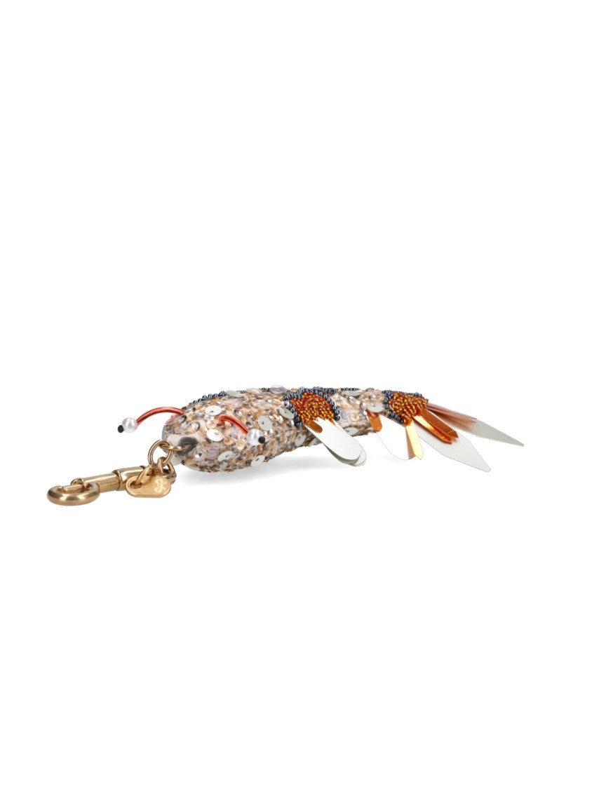 Anya Hindmarch Silver Koi Fish Sequin Fabric Key Charm
