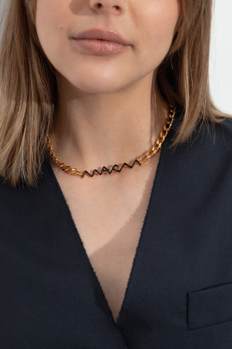 Marni Brass Necklace With Artistic Logo Design