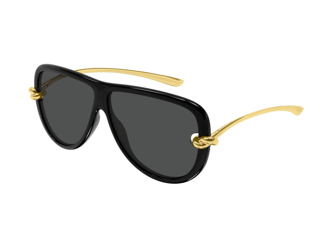 Bottega Veneta Bv1513s Black Gold Knot Detail Oversized Sunglasses