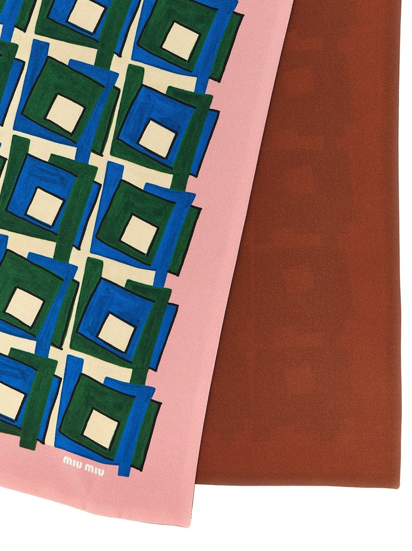 Miu Miu Geometric Silk Twill Scarf