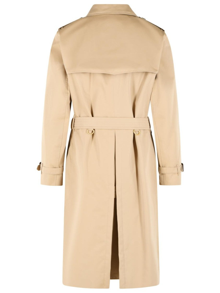 Burberry Beige Kensington Check-Lined Cotton Trench Coat