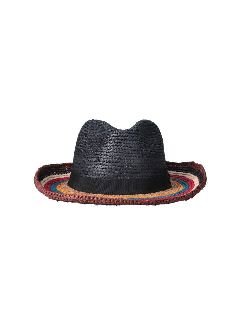 Paul Smith Multicolor Signature Stripe Woven Raffia Hat