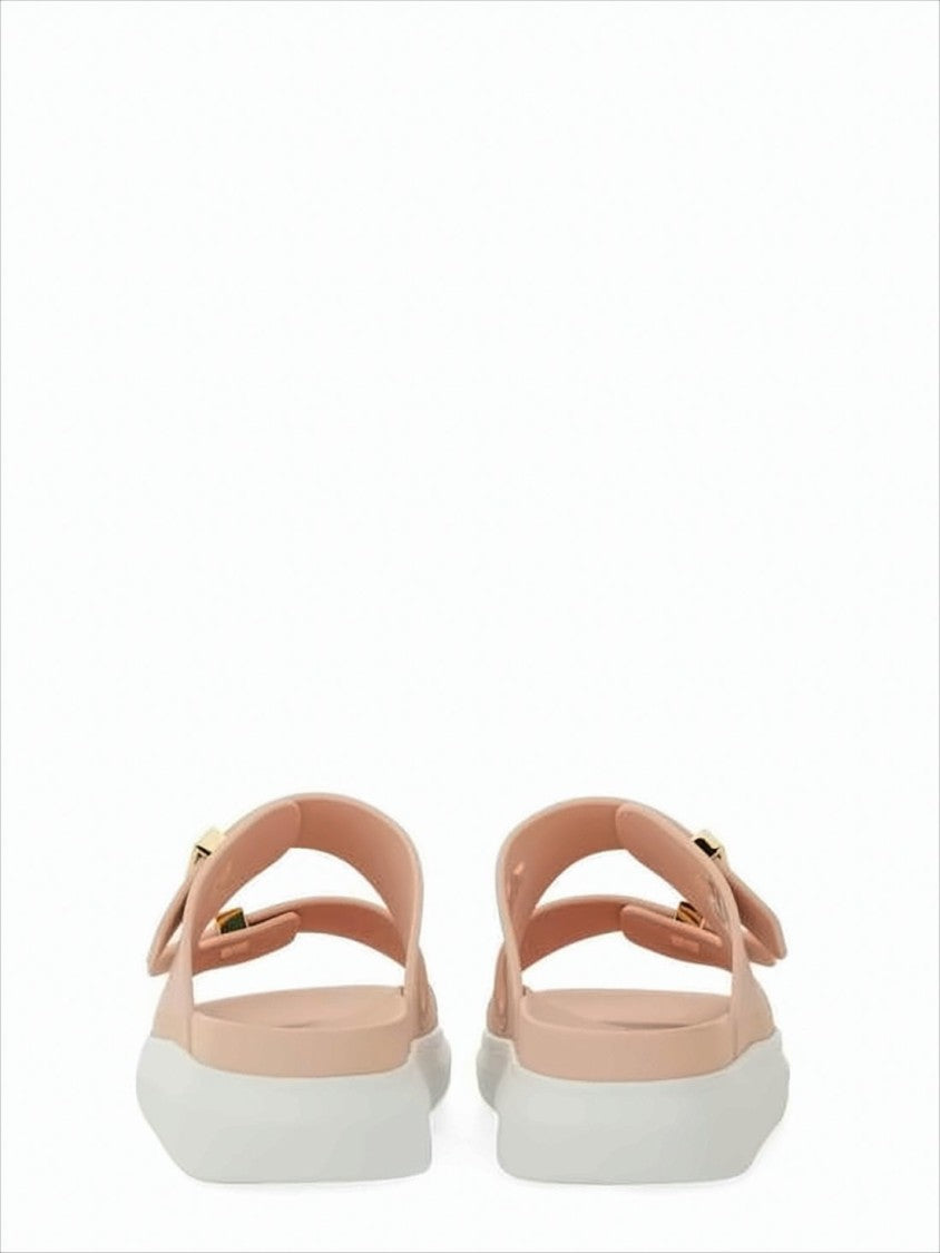 Alexander Mcqueen Matte Rubber Slip-On Mules With Adjustable Gold-Tone Buckles