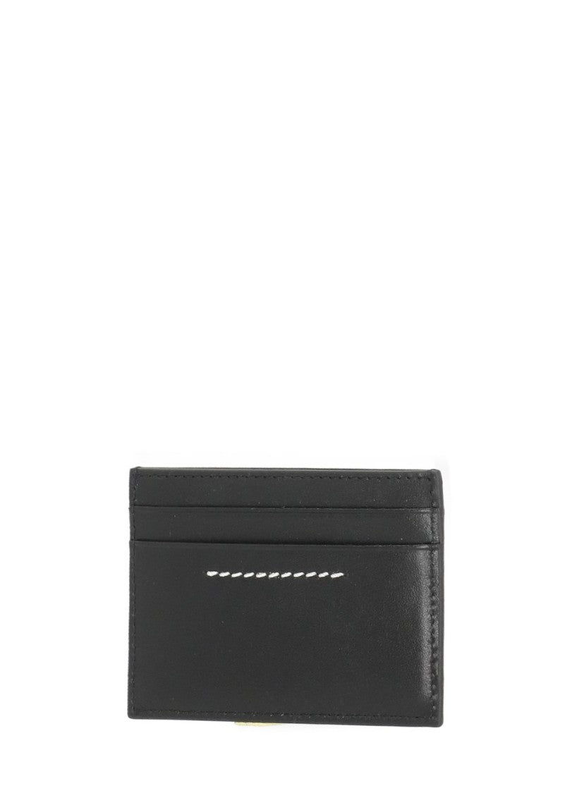 Mm6 By Maison Margiela Black Leather Card Holder