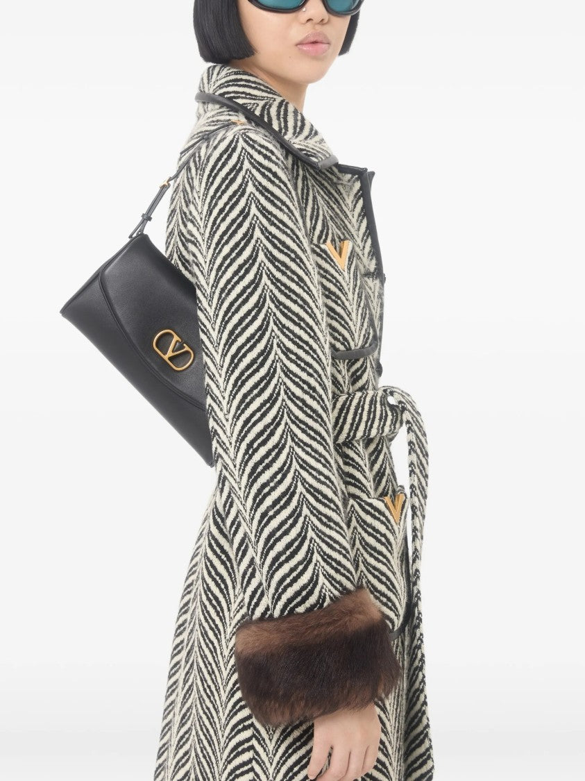 Valentino Black Devain Nappa Leather Structured Clutch