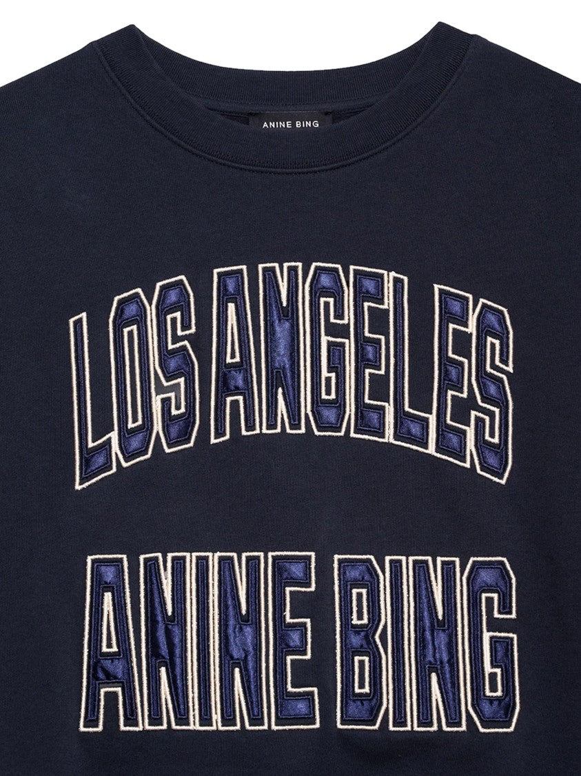 Anine Bing Relaxed-Fit Shrunken Sweatshirt With Collegiate Embroidery