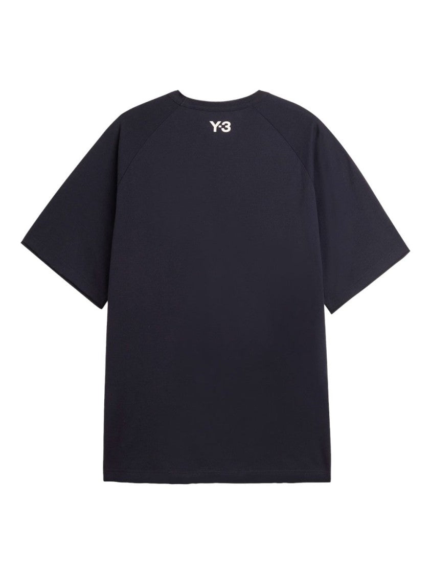 Y-3 Short-Sleeve Black T-Shirt With Iconic Three-Stripe Detail