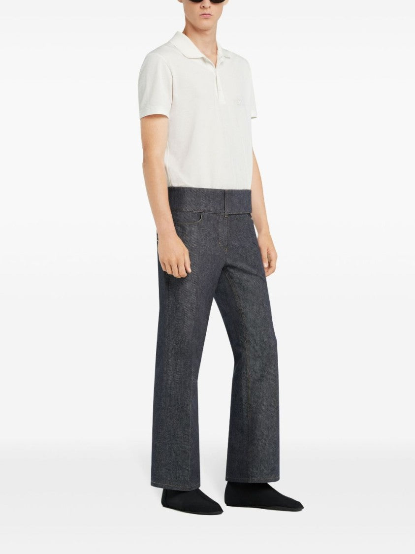 Courrèges White Appliqué Logo Button Front Polo