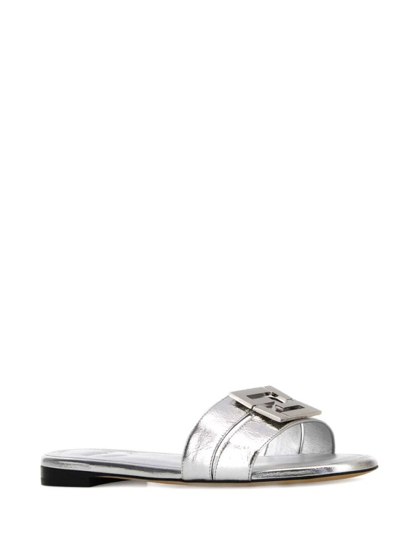 Fendi Silver Sandals With Design