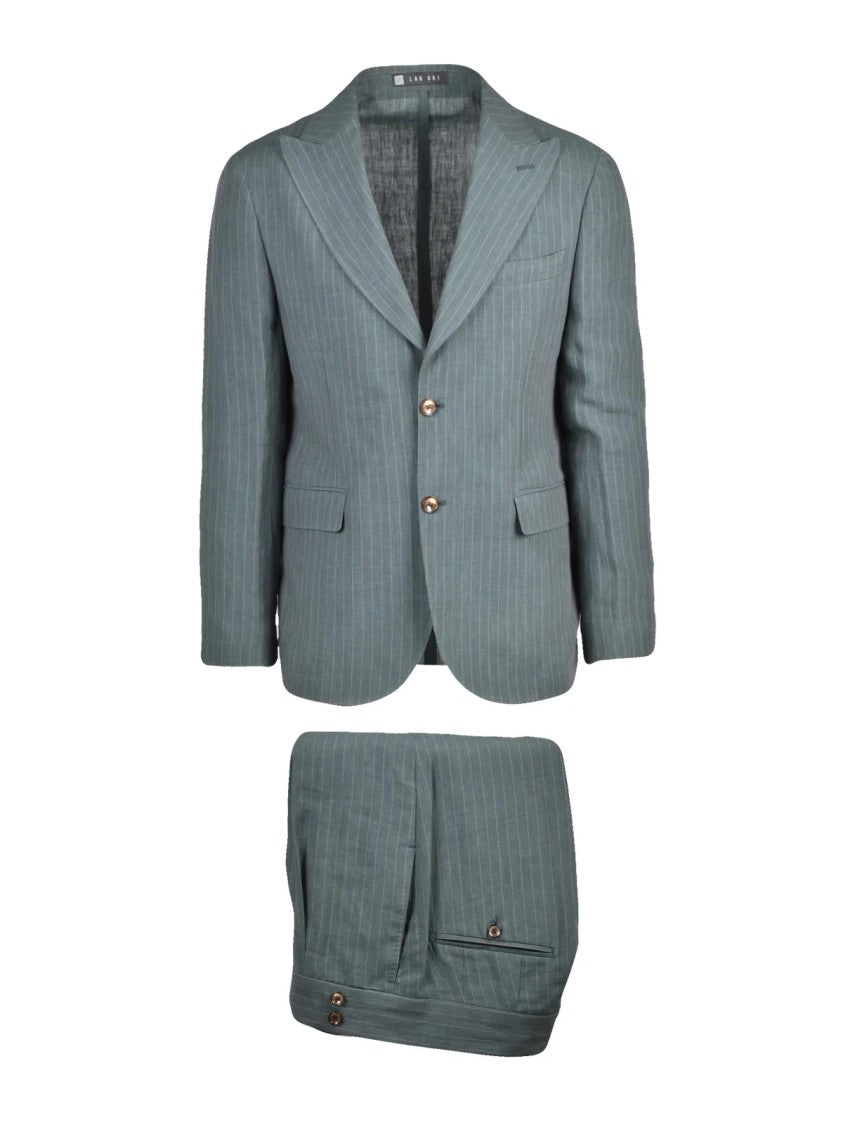 Lab 001 Sage Green Linen High-Waist Formal Suit