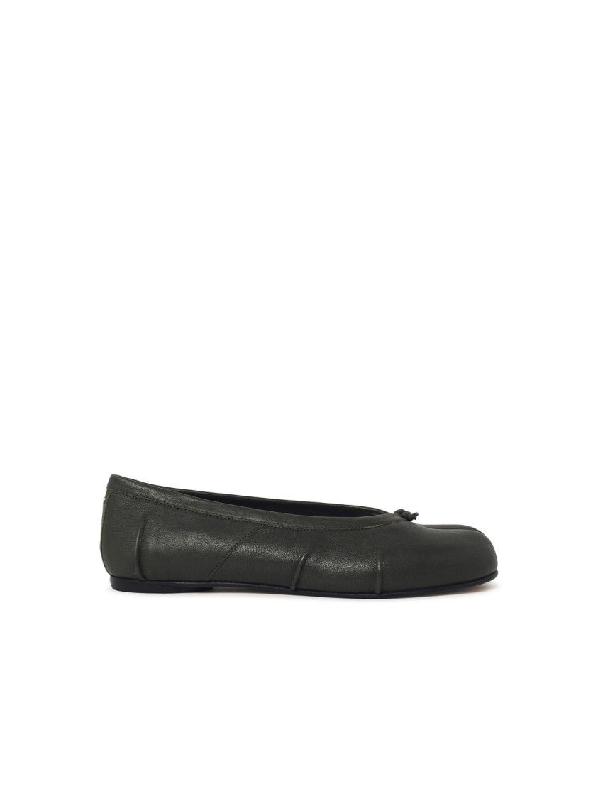 Maison Margiela 'Tabi' Green Leather Ballet Flats