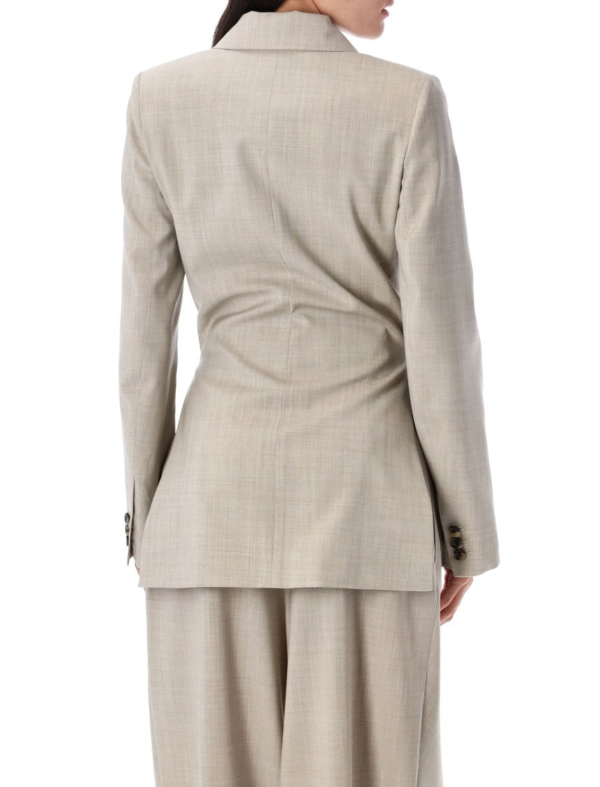 Loewe Twisted Silhouette Wool Blazer With Anagram Pebble Button