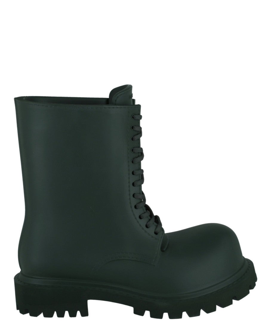 Balenciaga Oversized Matte Finish Lace-Up Boots With Rugged Outsole
