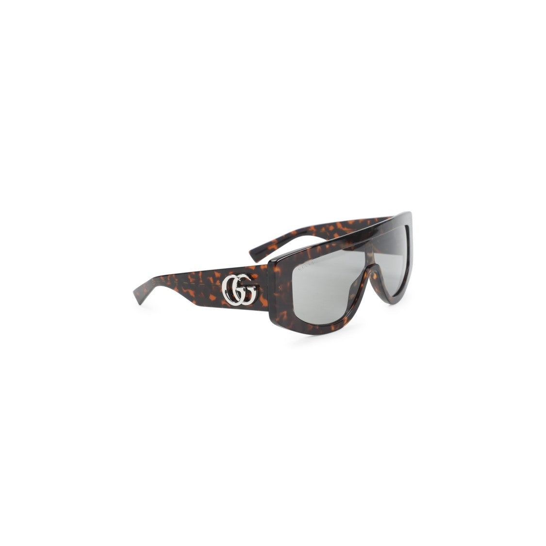 Gucci Oversized Rectangular Tortoiseshell Sunglasses With Silver Logo Accents