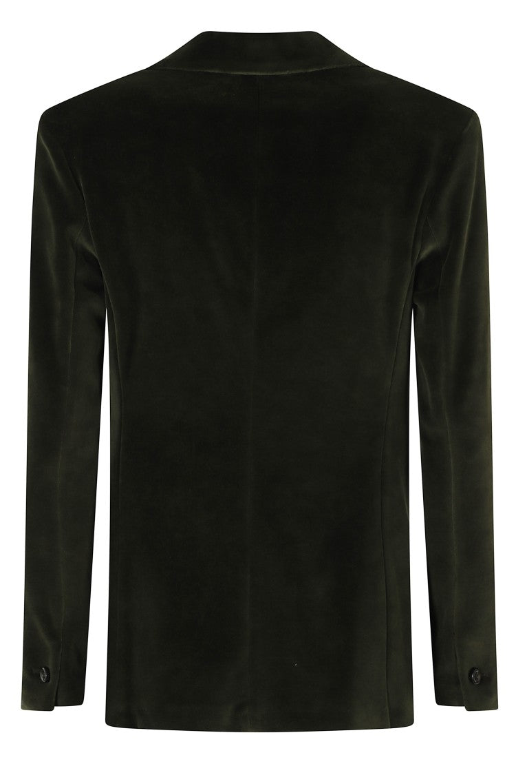 Circolo 1901 Green Slim Single-Breasted Velvet Welt Pocket Jacket
