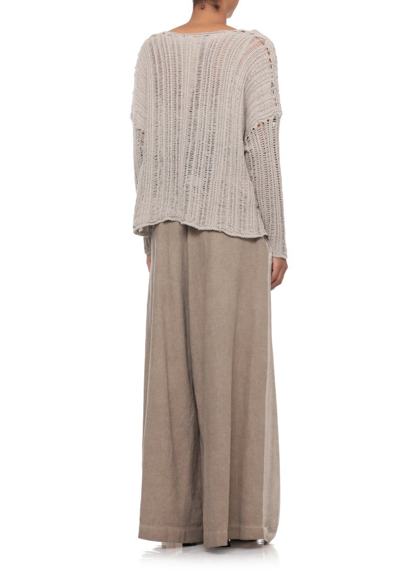 Sanctamuerte Beige Loose Open-Knit Sweater