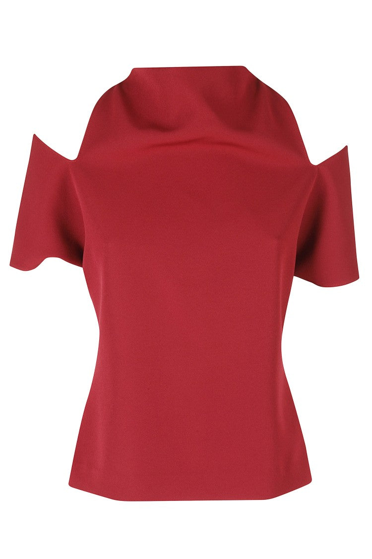 Federica Tosi Ruby Cut-Off Sleeves High Neck Polyester Blouse