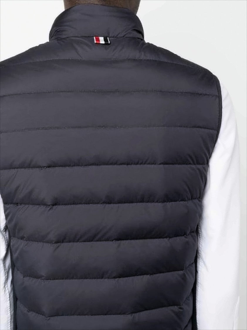 Thom Browne Sleek Padded Vest With Horizontal Quilting And High Collar