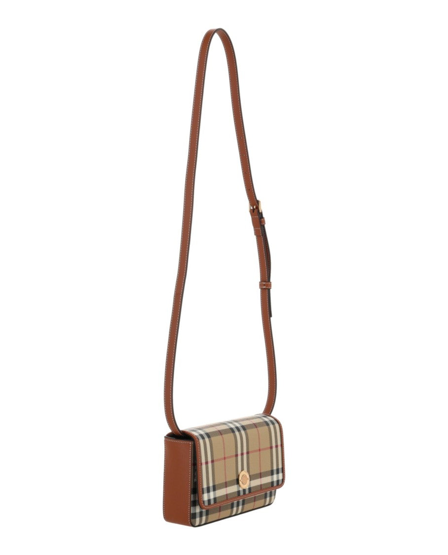 Burberry Classic Plaid Hampshire Shoulder Bag With Leather Trim