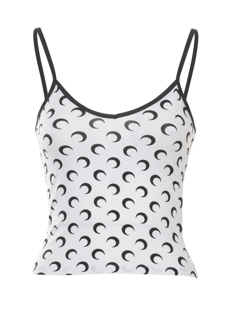 Marine Serre White Moon Logo V-Neck Tank Top