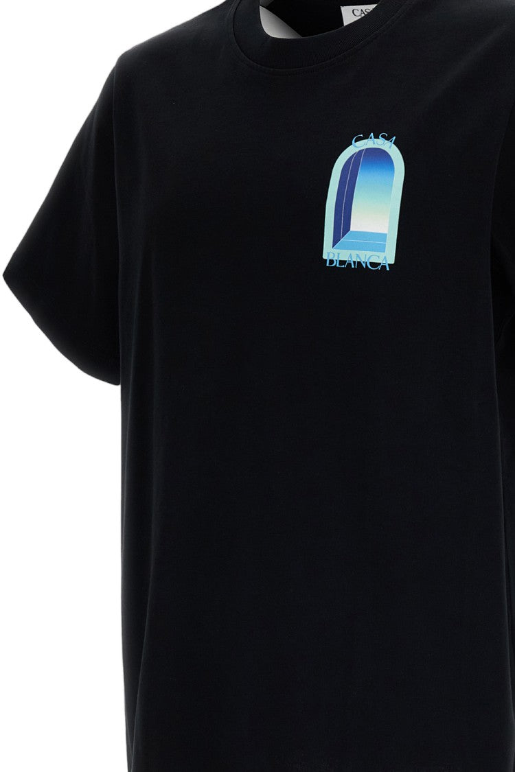 Casablanca Black Printed Cotton T-Shirt