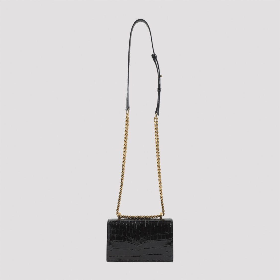 Alexander Mcqueen Glossy Crocodile-Embossed Leather Clutch