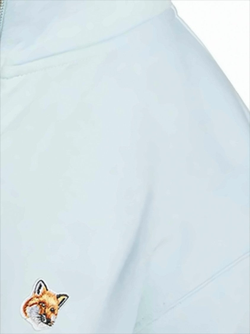 Maison Kitsuné Light Blue High-Collar Sweatshirt With Embroidered Fox Logo