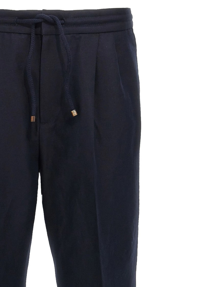 Brunello Cucinelli Straight-Leg Linen Cotton Neutral Pants