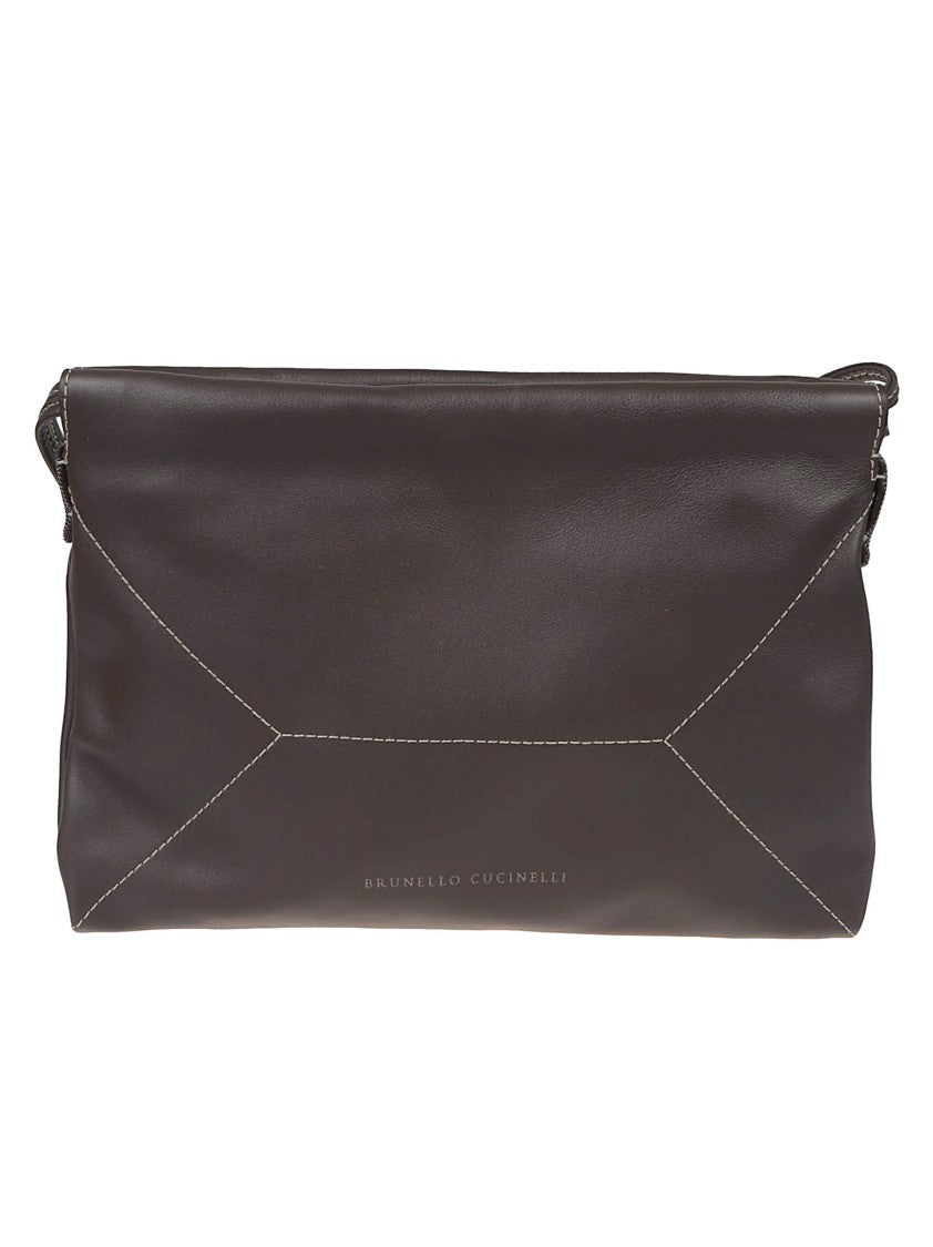 Brunello Cucinelli Mini Shoulder Bag In Smooth Brown Leather