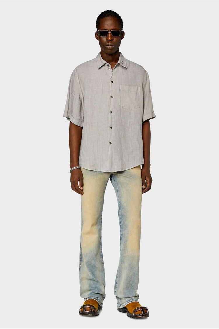 Diesel Short-Sleeve Casual Shirt Classic Collar Textured