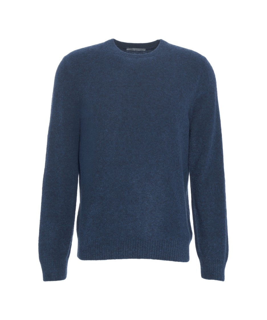 Gender Deep Blue Classic Crew Neck Wool Pullover