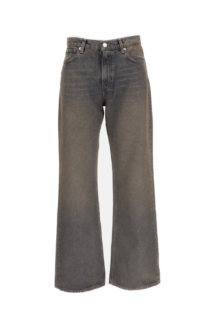 Haikure Mid-Rise Wide Leg Denim Jeans With Aged-Effect Wash