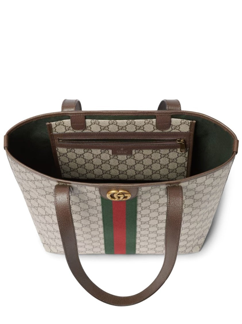 Gucci Structured Shopper Bag With Monogram Pattern And Double G Logo