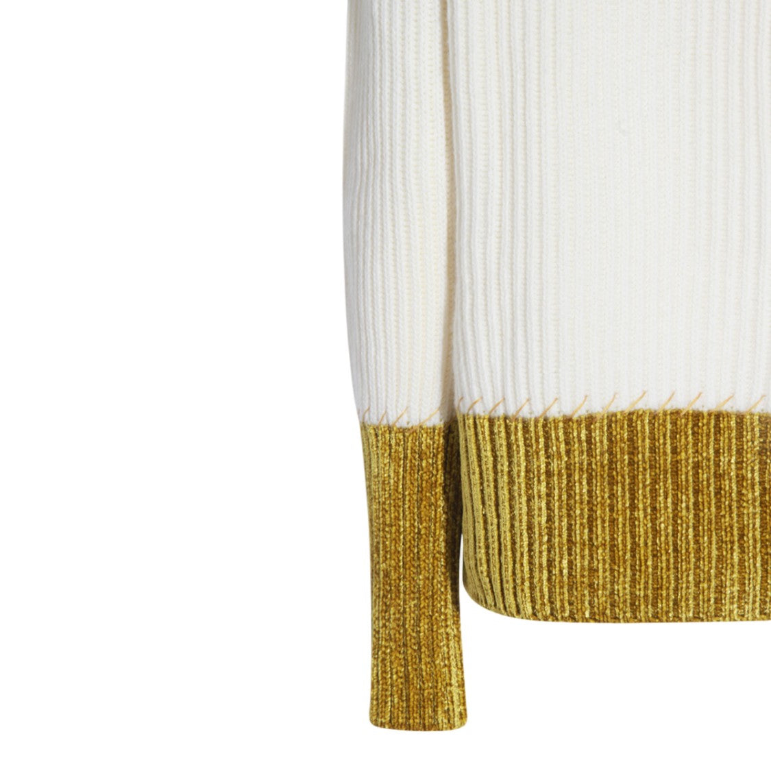 Marni Two-Tone Ribbed Knit Sweater With Round Neckline