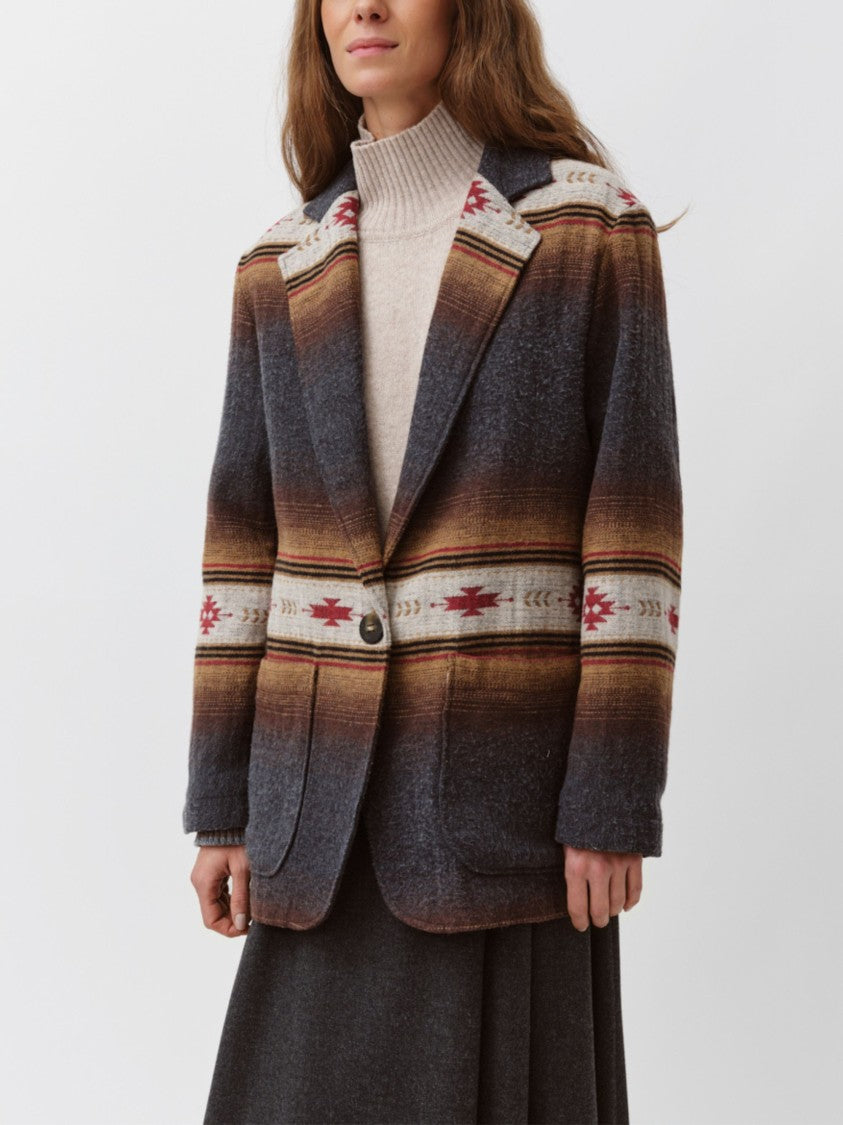 Diega Boxy Silhouette Gradient Blazer With Geometric Motifs