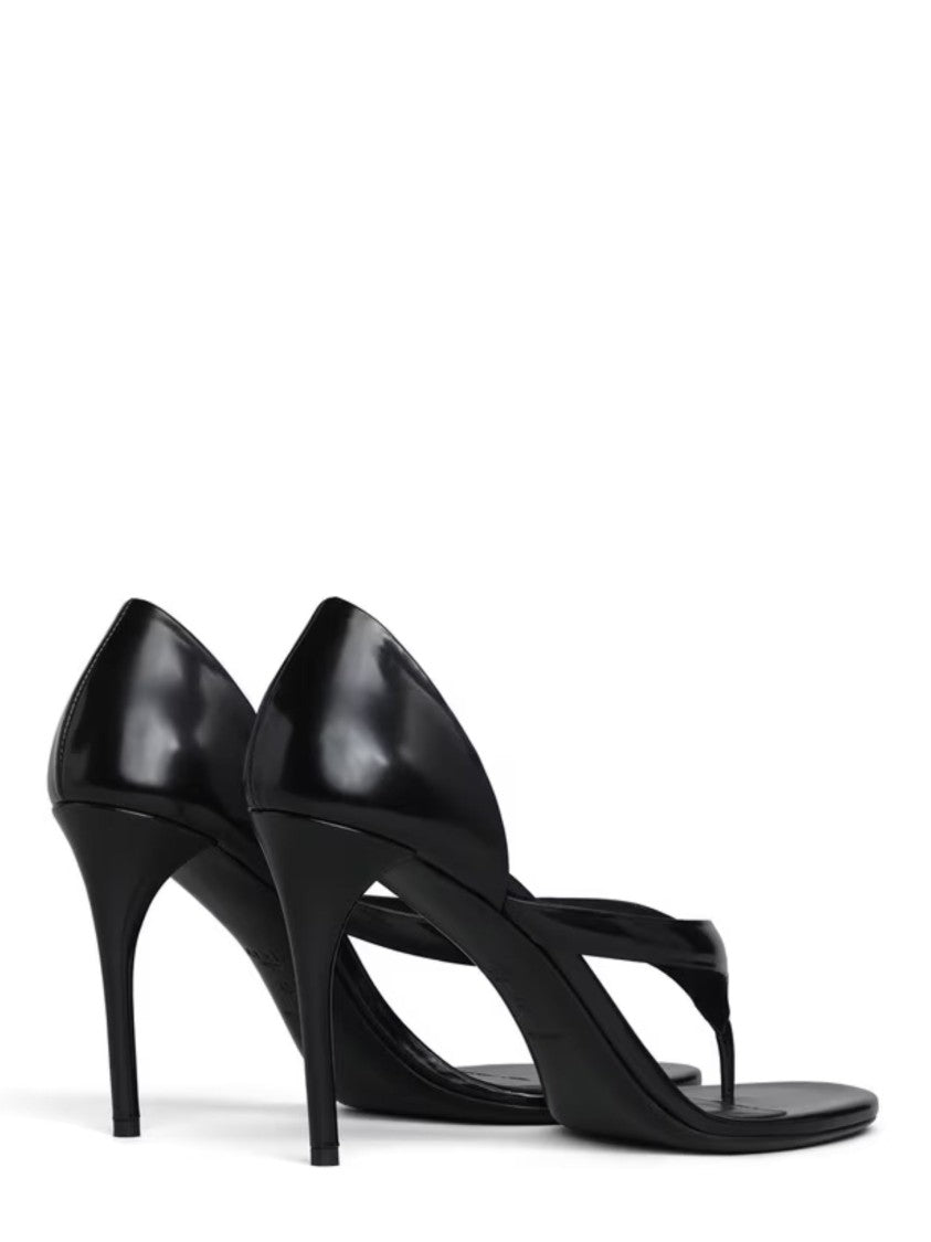 Alaïa Black Minimalist Pointed Thong Sandals