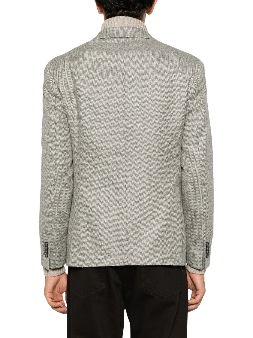 Luigi Bianchi Herringbone Single-Breasted Blazer
