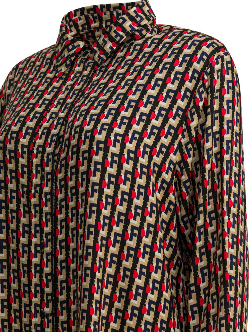 Ines De La Fressange Geometric Pattern Button-Down Shirt With Classic Collar