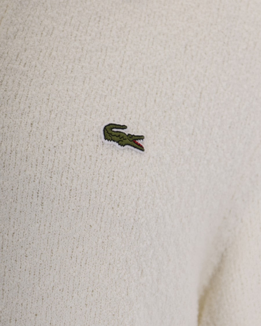 Lacoste Textured Bouclé Knit Polo Shirt With Embroidered Crocodile