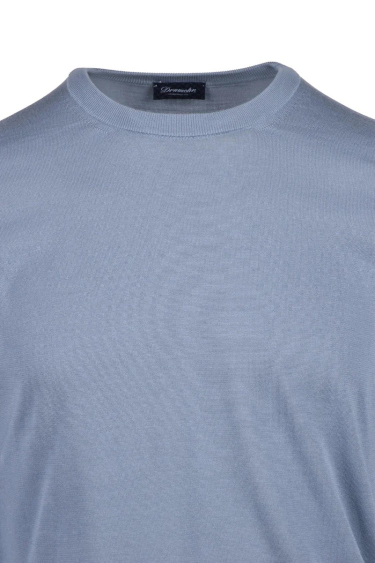 Drumohr Cotton Crew Neck Sweater - Light Blue